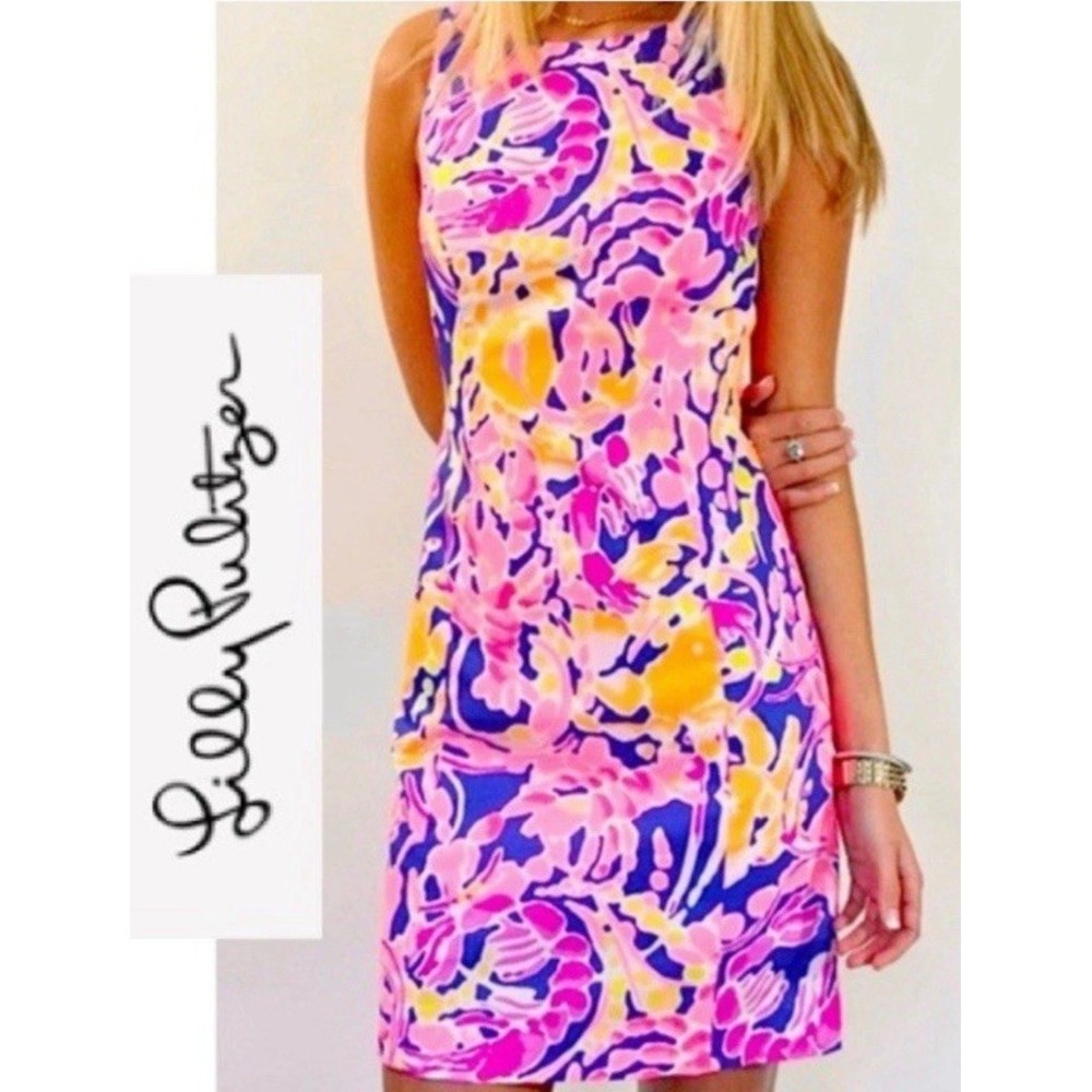 Lilly Pulitzer Courtney Brilliant Blue Catch And Release Tie Back Dress 12 Beach